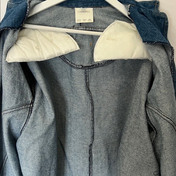 Cherokee Vintage 80’s Oversized Denim Duster Trench Coat Jacket USA made M - Picture 11 of 13